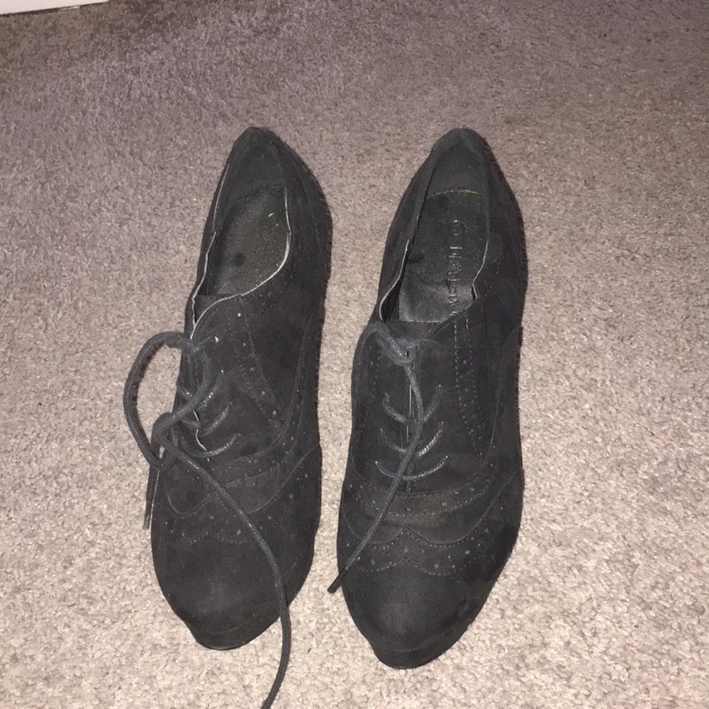 Black laced up heels